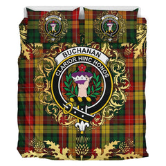 Buchanan 01 Tartan Crest Bedding Set - Golden Thistle Style