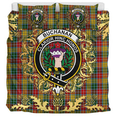 Buchanan 02 Tartan Crest Bedding Set - Golden Thistle Style