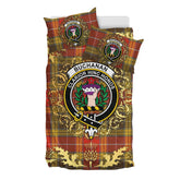 Buchanan Old Set Weathered Tartan Crest Bedding Set - Golden Thistle Style