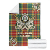 Buchanan Old Sett Tartan Gold Courage Symbol Blanket
