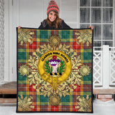 Buchanan Old Sett Tartan Crest Premium Quilt - Gold Thistle Style