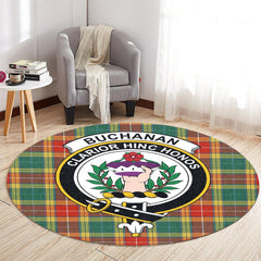 Buchanan Old Sett Tartan Crest Round Rug