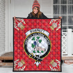 Burnett Modern Tartan Crest Premium Quilt - Gold Thistle Style
