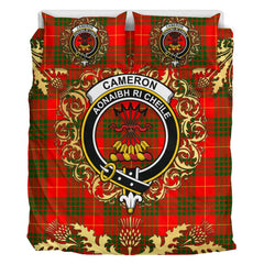 Cameron Modern Tartan Crest Bedding Set - Golden Thistle Style