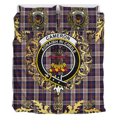 Cameron of Erracht Dress Tartan Crest Bedding Set - Golden Thistle Style