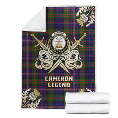 Cameron of Erracht Modern Tartan Gold Courage Symbol Blanket
