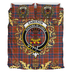 Cameron of Lochiel Ancient Tartan Crest Bedding Set - Golden Thistle Style
