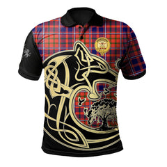Cameron of Lochiel Modern Tartan Polo Shirt Viking Wolf