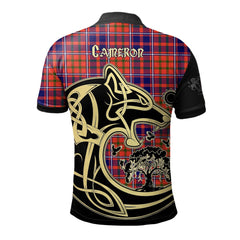 Cameron of Lochiel Modern Tartan Polo Shirt Viking Wolf