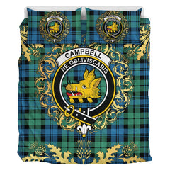 Campbell Ancient 01 Tartan Crest Bedding Set - Golden Thistle Style