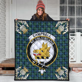Campbell Ancient 02 Tartan Crest Premium Quilt - Gold Thistle Style