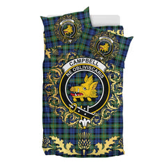 Campbell Argyll Ancient Tartan Crest Bedding Set - Golden Thistle Style