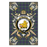 Campbell Argyll Modern Tartan Crest Black Garden Flag - Gold Thistle Style
