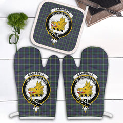 Campbell Argyll Modern Tartan Crest Oven Mitt And Pot Holder (2 Oven Mitts + 1 Pot Holder)