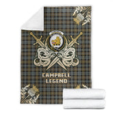 Campbell Argyll Weathered Tartan Gold Courage Symbol Blanket