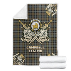 Campbell Argyll Weathered Tartan Gold Courage Symbol Blanket