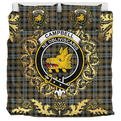 Campbell Argyll Weathered Tartan Crest Bedding Set - Golden Thistle Style