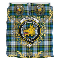 Campbell Dress 01 Tartan Crest Bedding Set - Golden Thistle Style