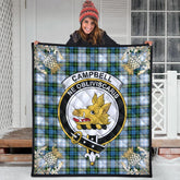 Campbell Dress Tartan Crest Premium Quilt - Gold Thistle Style