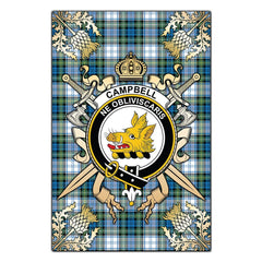 Campbell Dress Ancient Tartan Crest Black Garden Flag - Gold Thistle Style