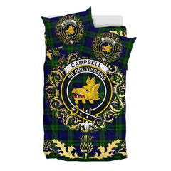 Campbell Modern Tartan Crest Bedding Set - Golden Thistle Style