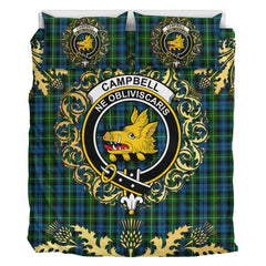 Campbell of Argyll (no guards) Tartan Crest Bedding Set - Golden Thistle Style