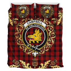 Campbell of Armaddie Tartan Crest Bedding Set - Golden Thistle Style