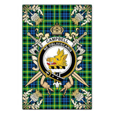 Campbell of Breadalbane Ancient Tartan Crest Black Garden Flag - Gold Thistle Style