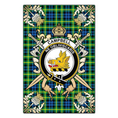 Campbell of Breadalbane Ancient Tartan Crest Black Garden Flag - Gold Thistle Style
