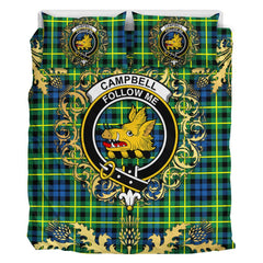 Campbell of Breadalbane Ancient Tartan Crest Bedding Set - Golden Thistle Style