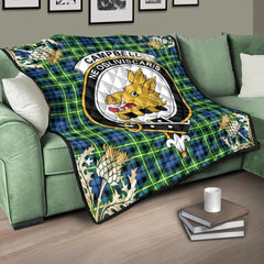 Campbell of Breadalbane Ancient Tartan Crest Premium Quilt - Gold Thistle Style