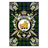 Campbell of Breadalbane Modern Tartan Crest Black Garden Flag - Gold Thistle Style