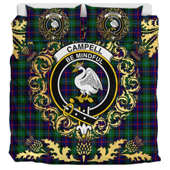 Campbell of Cawdor Modern Tartan Crest Bedding Set - Golden Thistle Style
