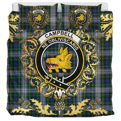 Campbell of Lochnell Dress Tartan Crest Bedding Set - Golden Thistle Style