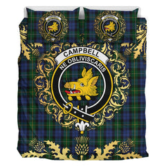 Campbell of Loudoun Tartan Crest Bedding Set - Golden Thistle Style