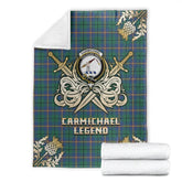 Carmichael Ancient Tartan Gold Courage Symbol Blanket