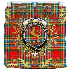 Chattan 01 Tartan Crest Bedding Set - Golden Thistle Style
