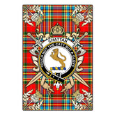 Chattan Tartan Crest Black Garden Flag - Gold Thistle Style