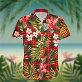 Chisholm Tartan Hawaiian Shirt Hibiscus, Coconut, Parrot, Pineapple - Tropical Garden Shirt