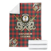 Chisholm Ancient Tartan Gold Courage Symbol Blanket