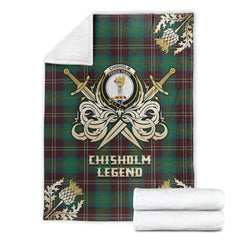 Chisholm Hunting Ancient Tartan Gold Courage Symbol Blanket