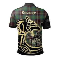 Chisholm Hunting Ancient Tartan Polo Shirt Viking Wolf