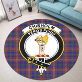 Chisholm Hunting Modern Tartan Crest Round Rug