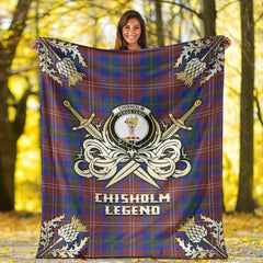 Chisholm Hunting Modern Tartan Gold Courage Symbol Blanket