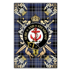 Clark Tartan Crest Black Garden Flag - Gold Thistle Style