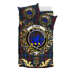 Clark (Lion) 01 Tartan Crest Bedding Set - Golden Thistle Style