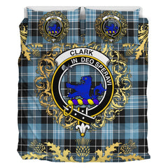 Clark (Lion) Ancient Tartan Crest Bedding Set - Golden Thistle Style