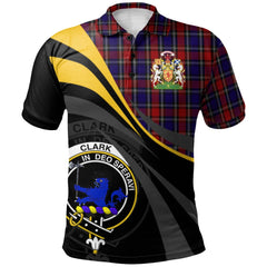 Clark (Lion) Red Tartan Polo Shirt - Royal Coat Of Arms Style