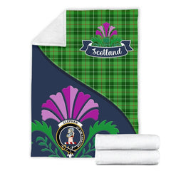Clephane (or Clephan) Tartan Crest Premium Blanket - Thistle Style