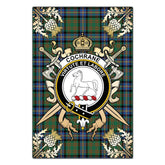 Cochrane Ancient Tartan Crest Black Garden Flag - Gold Thistle Style